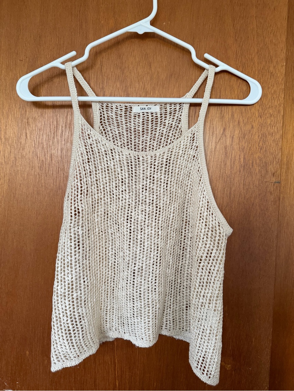 San Joy Cream Open Weave Camisole Tank